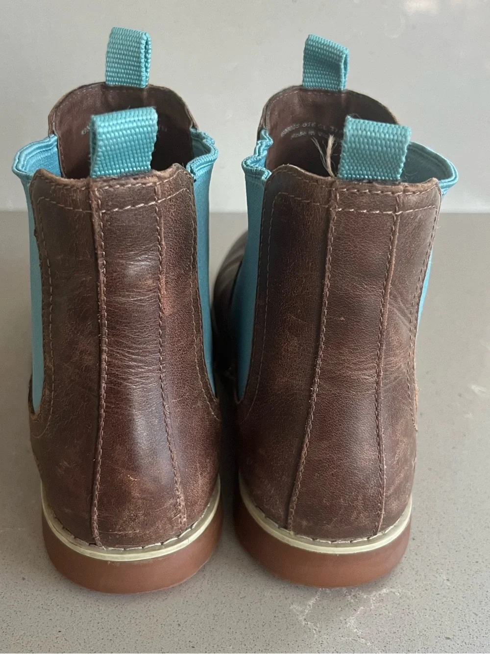 Camper Brutus Chelsea Ankle Boots Brown Leather Blue Elastic EU 37/US 6.5-7